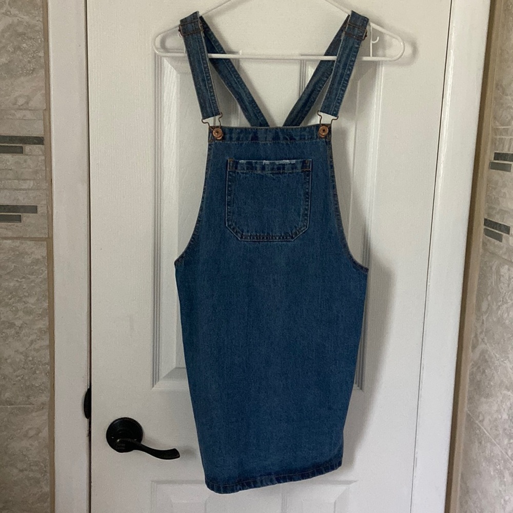 Farm style overall denim dress